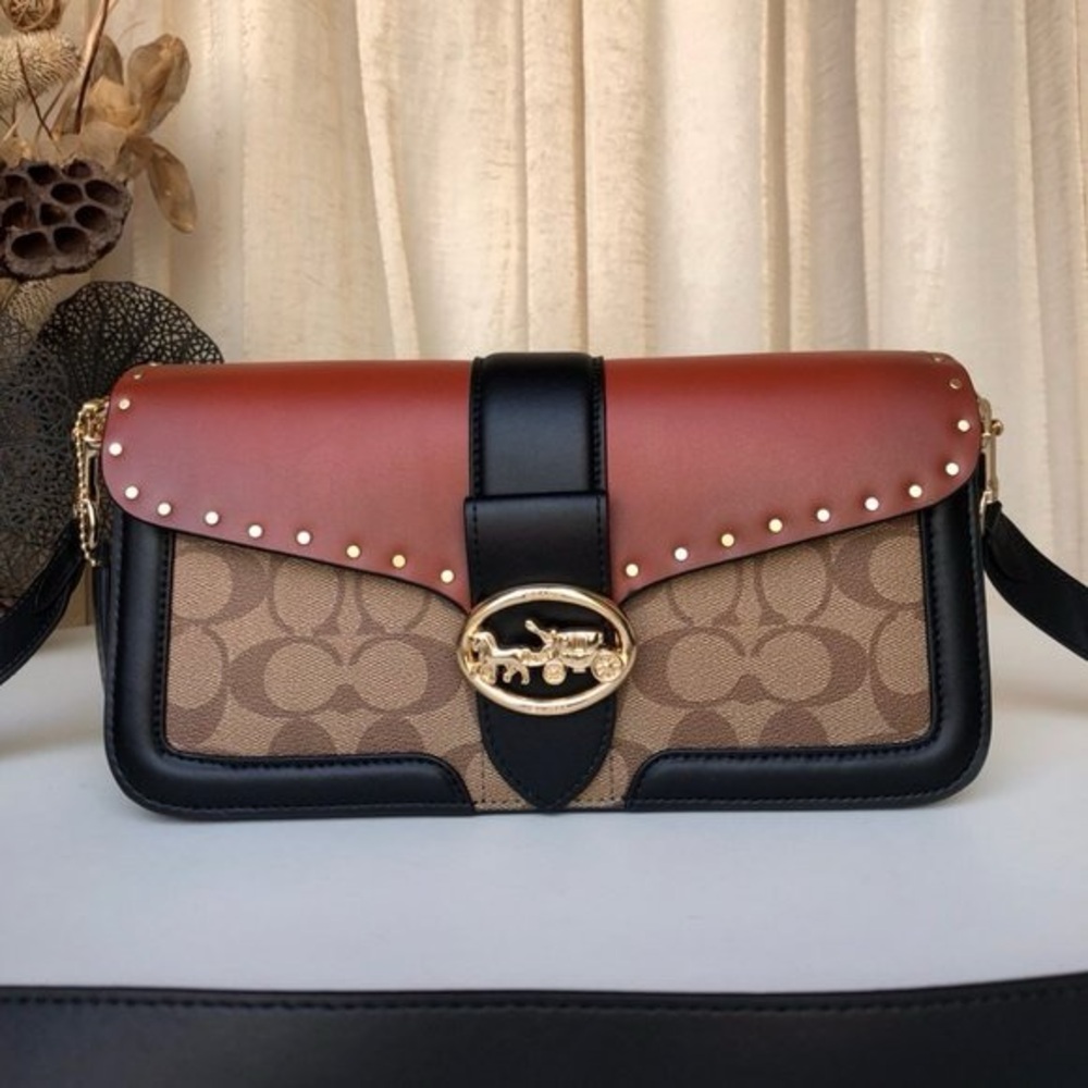 Coach Tan and Black Crossbody Bag